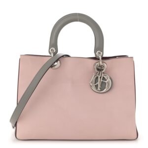Smooth Calfskin Medium Tri-Color Diorissimo Tote Pink Grey Burgundy
