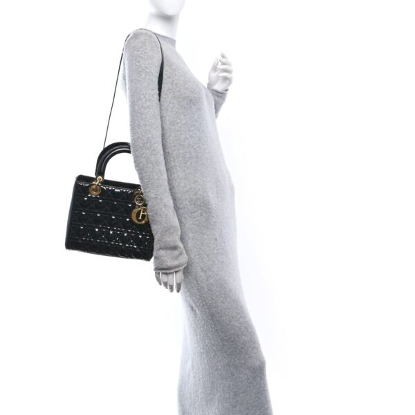 Patent Cannage Medium Lady Dior Black