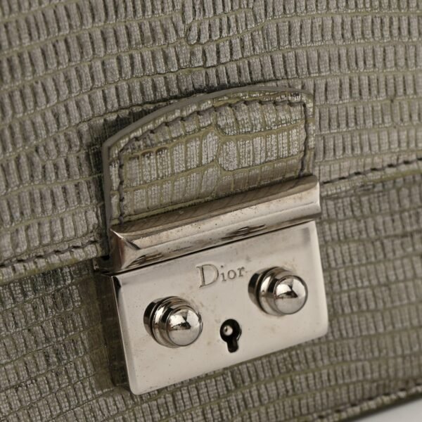 Metallic Lizard Miss Dior Promenade Pouch Gunmetal