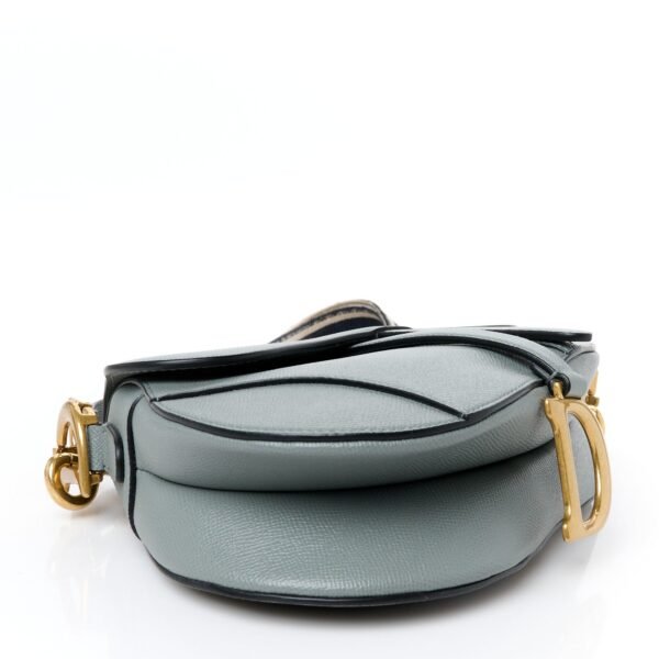 Grained Calfskin Saddle Bag With Strap Stone Grey