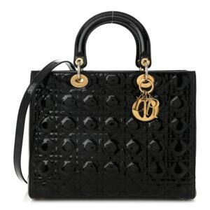 Patent Cannage Large Lady Dior Black