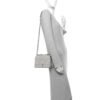 Metallic Calfskin Small Diorama Flap Bag Silver