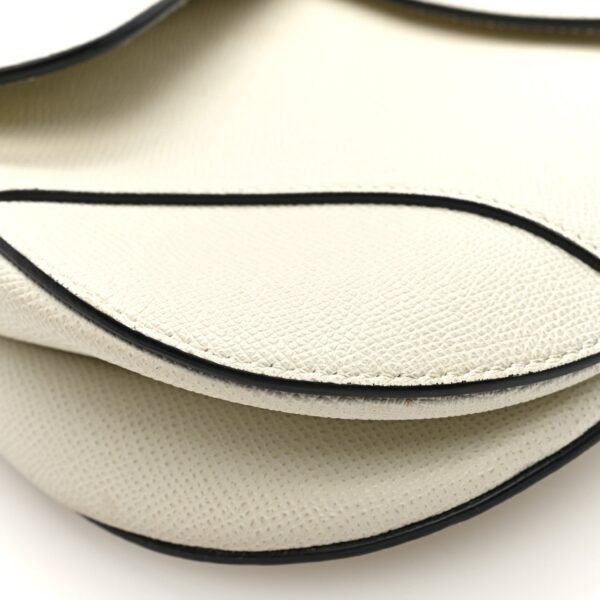 Grained Calfskin Saddle Bag White