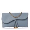 Grained Calfskin Saddle Chain Pouch Cloud Blue