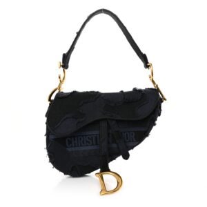 Canvas Embroidered Camouflage Saddle Bag Blue