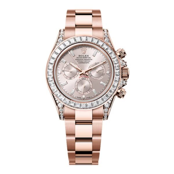 Rolex Cosmograph Daytona 40 mm | 18k Everose gold bracelet | Sundust dial Diamond bezel | Men’s Watch 126595TBR