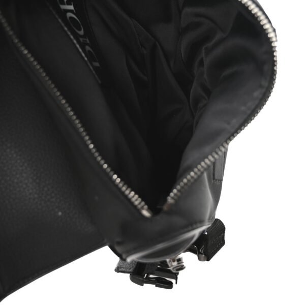 Nylon Grained Calfskin Saddle Bag Black Multicolor