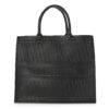 Oblique Calfskin Embossed Large Book Tote Black