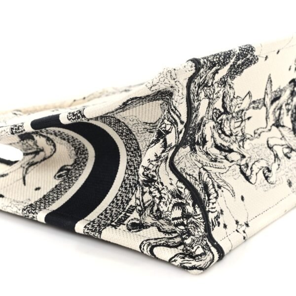 Canvas Embroidered Small Zodiac Toile De Jouy Book Tote Latte