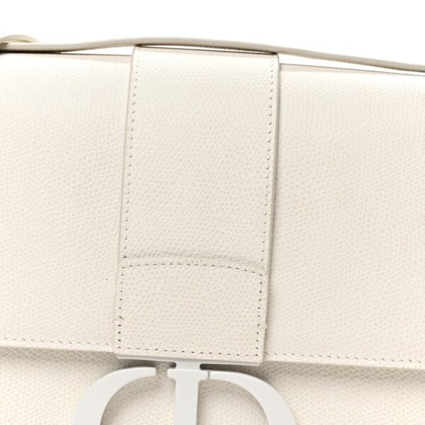 Ultra Matte Grained Calfskin 30 Montaigne Flap Bag White