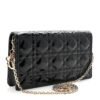 Patent Cannage Lady Dior Chain Wallet Black