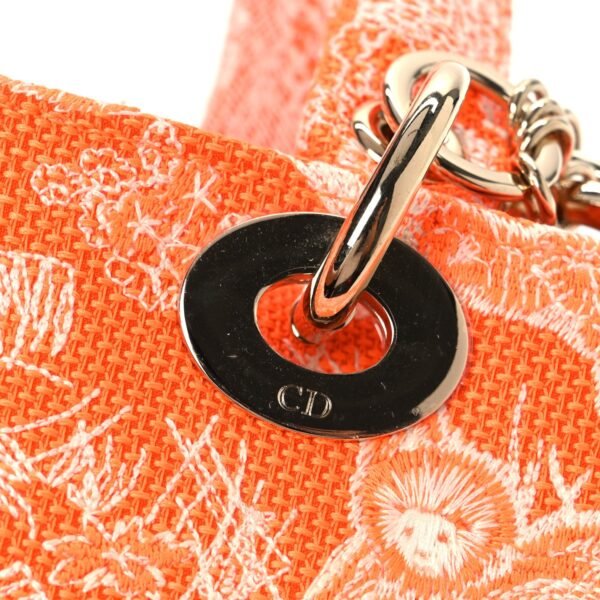 25dabb14f1dbe9531cdcda303ab692a1.jpg Canvas Toile De Jouy Reverse Embroidered Medium Lady D-Lite Fluorescent Orange