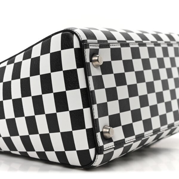 Calfskin Checkered Medium Lady Dior Black White