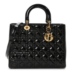 Patent Cannage Large Lady Dior Black