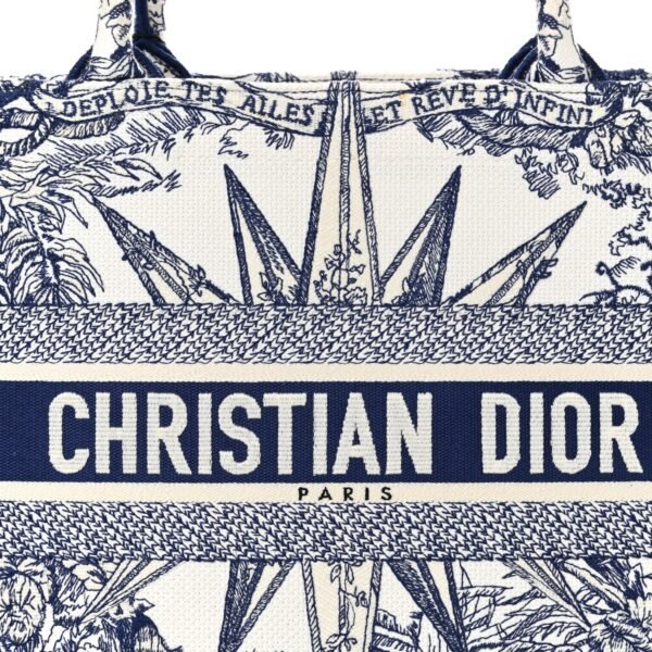 Canvas Embroidered Medium Reve d'Infini Book Tote Blue