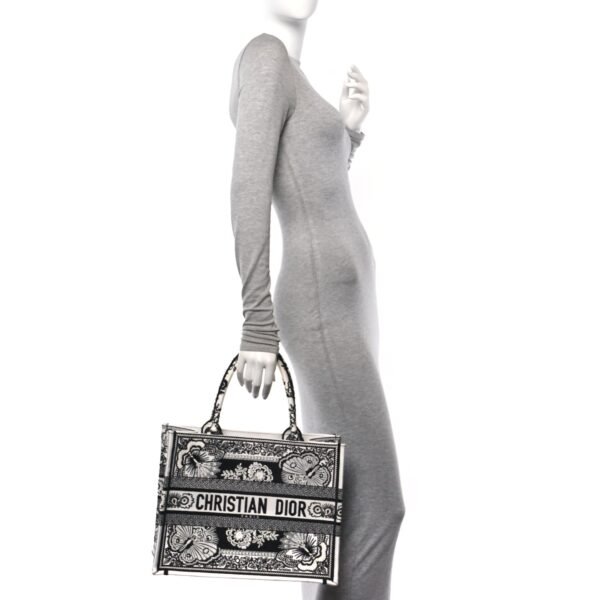 2c7243ff901006d69ec2a4efad88070f.jpg Canvas Butterfly Bandana Embroidered Medium Book Tote Black White