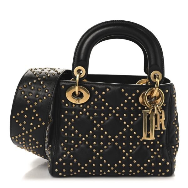 2da31528036629051608ff7a9ca41407.jpg Lambskin Studded Mini Supple Lady Dior Black
