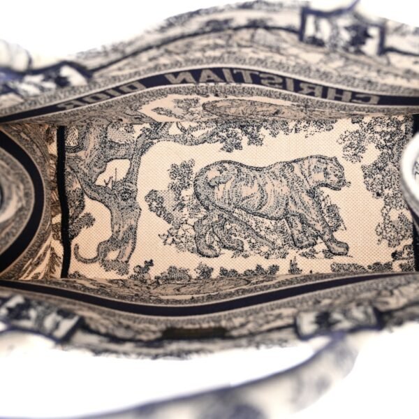 Canvas Embroidered Medium Dioriviera Toile De Jouy Reverse Book Tote Blue