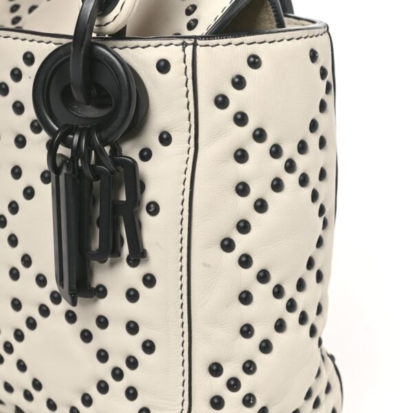 Ultra Matte Calfskin Studded Mini Supple Lady Dior White Black
