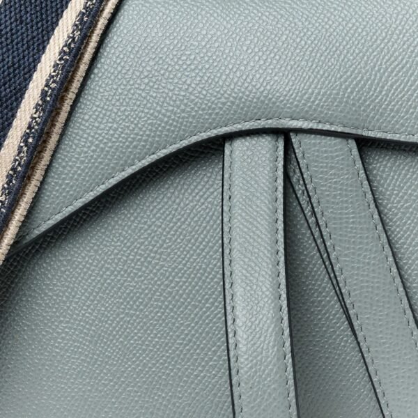 Grained Calfskin Saddle Bag With Strap Stone Grey