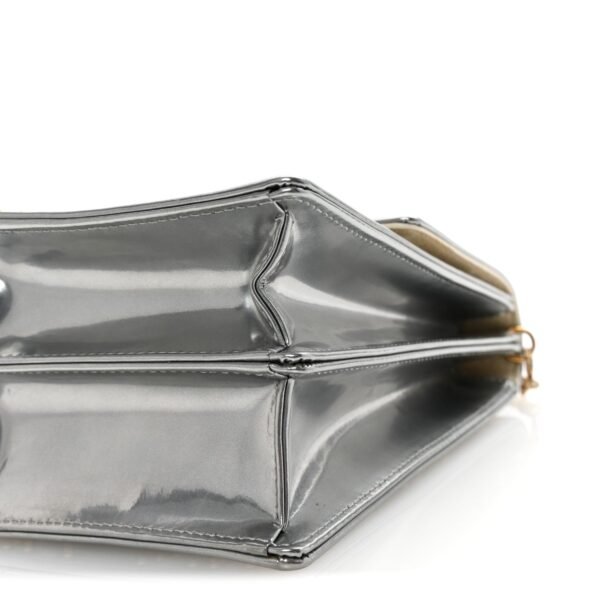 Metallic Calfskin Studded Vertical Diorama Silver