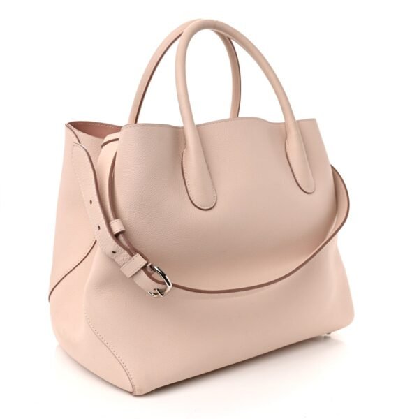 Supple Grained Calfskin Large Open Bar Tote Rose Poudre