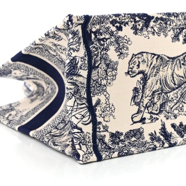 Canvas Embroidered Medium Dioriviera Toile De Jouy Reverse Book Tote Blue