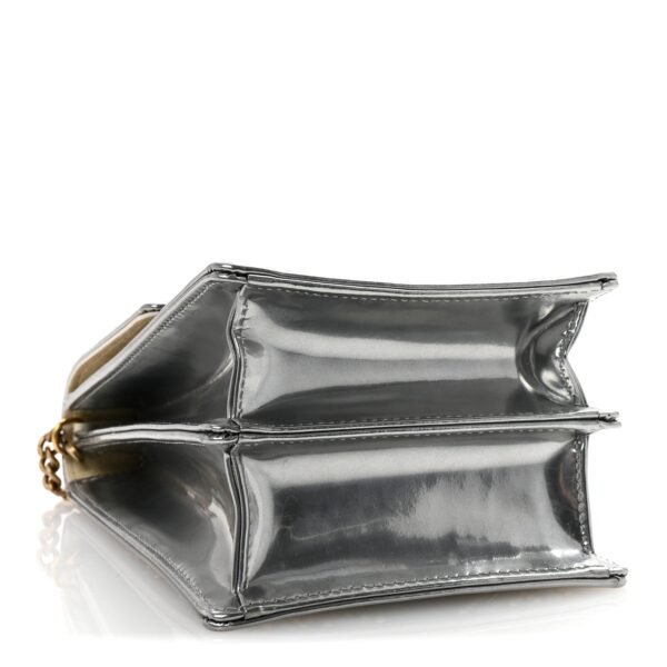 Metallic Calfskin Studded Vertical Diorama Silver