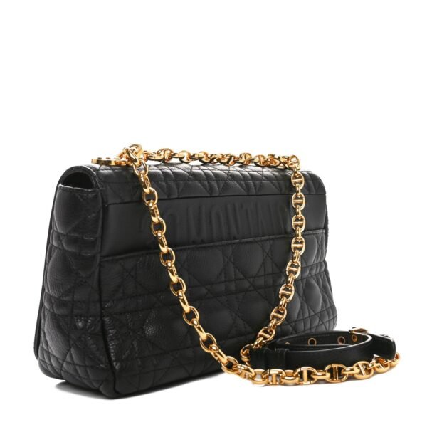 Calfskin Cannage Medium Caro Bag Black