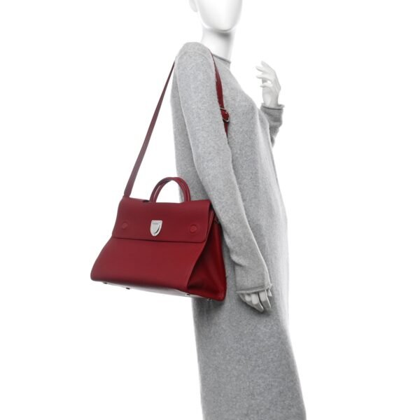 Grained Calfskin Large Diorever Flap Red