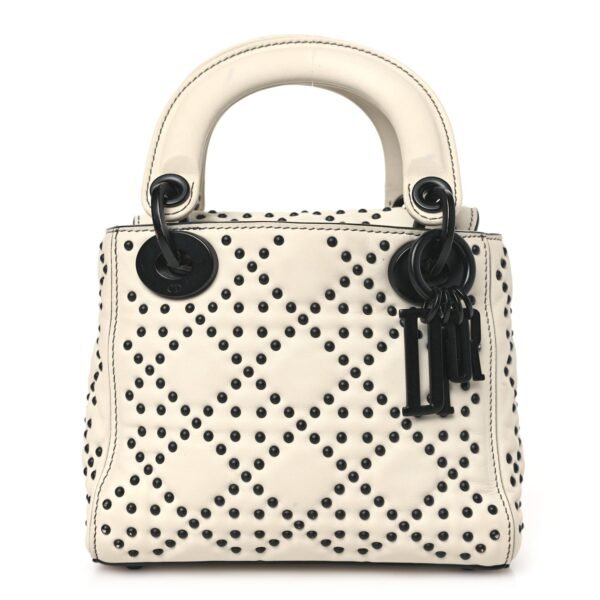 Ultra Matte Calfskin Studded Mini Supple Lady Dior White Black
