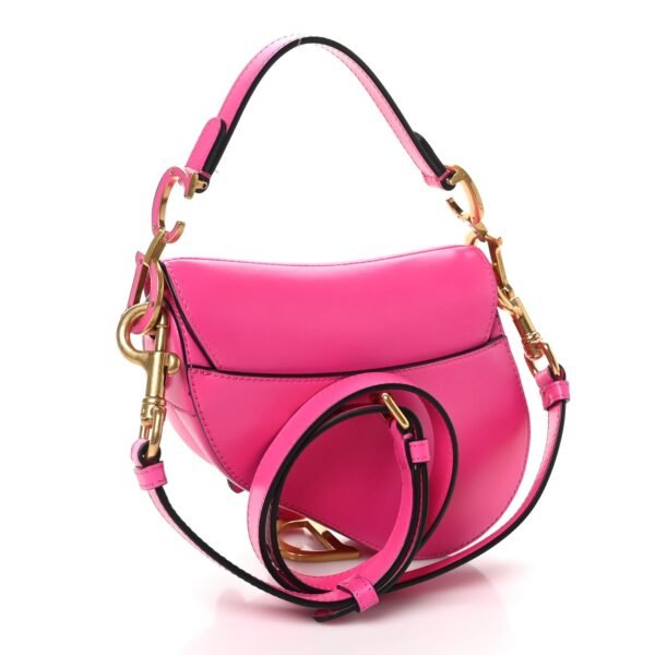 Supple Calfskin Mini Saddle Bag With Strap Passion Pink