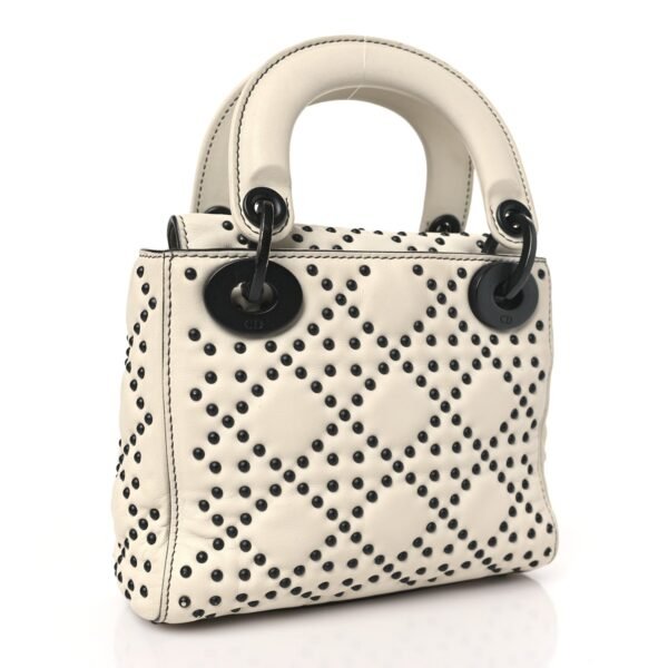 Ultra Matte Calfskin Studded Mini Supple Lady Dior White Black