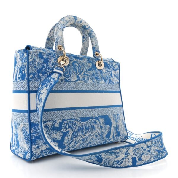 Toile de Jouy Embroidered Large Lady D-Lite Fluorescent Blue