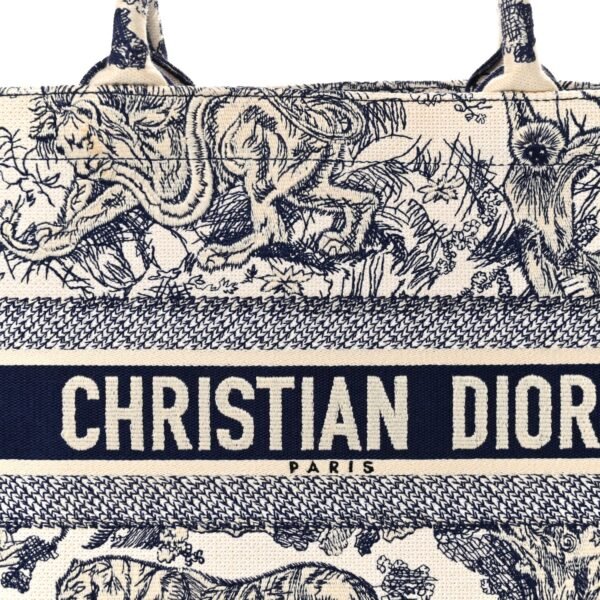 Canvas Embroidered Medium Dioriviera Toile De Jouy Book Tote Blue