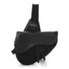 Nylon Grained Calfskin Saddle Bag Black Multicolor
