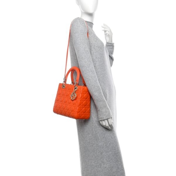 50b9ca90a80c123813017e45d92b8c50.jpg Lambskin Cannage Medium Lady Dior Orange