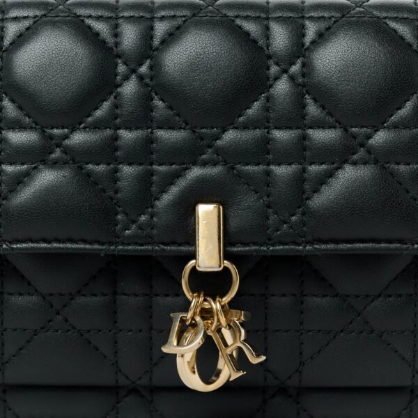 Lambskin Cannage Lady Dior Chain Pouch Black