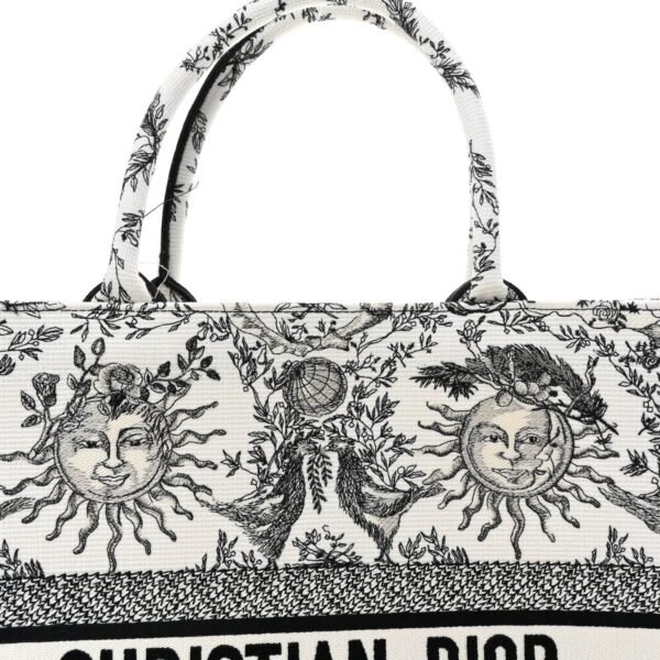 Canvas Embroidered Large Toile De Jouy Soleil Book Tote Black White