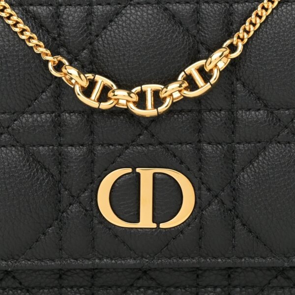 Supple Calfskin Caro Pouch with Chain Black