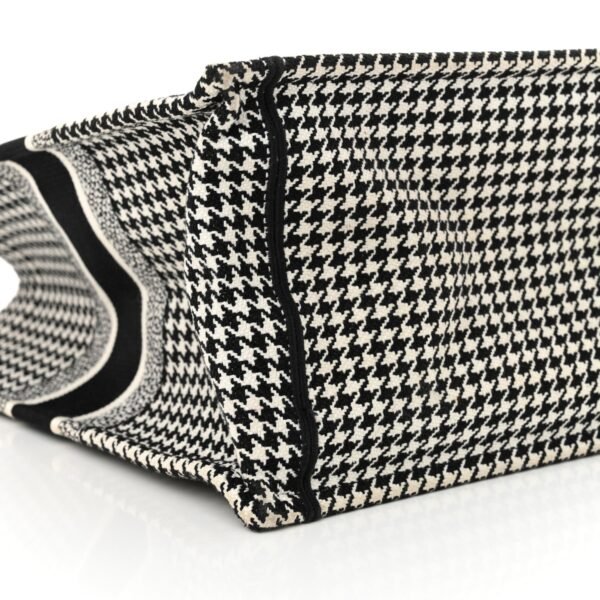 53082778f6bcf7dd0a3aa0e7d2a7ab47.jpg Canvas Houndstooth Embroidered Large Book Tote Black White