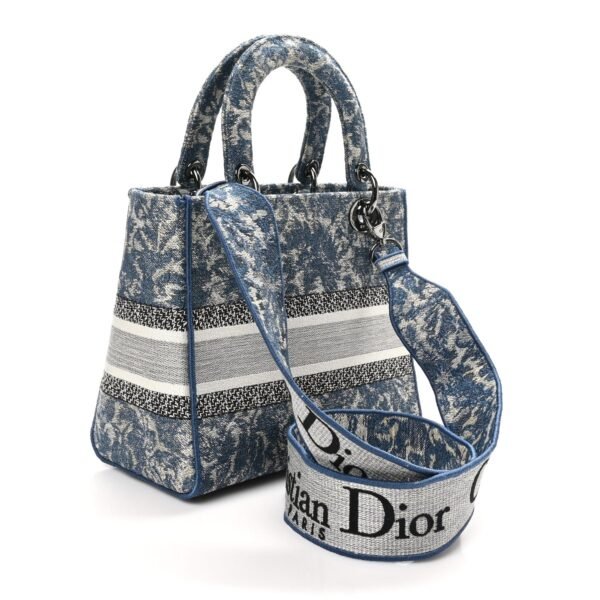 Canvas Embroidered Brocart Medium Lady D-Lite  Blue