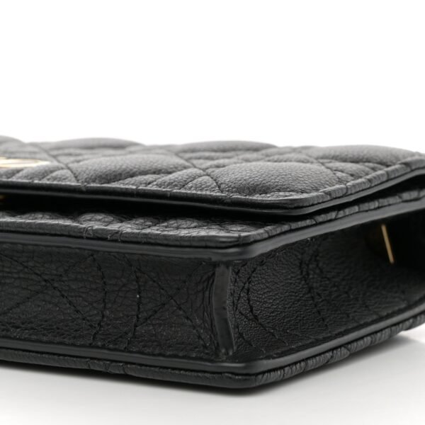 Supple Calfskin Caro Pouch with Chain Black