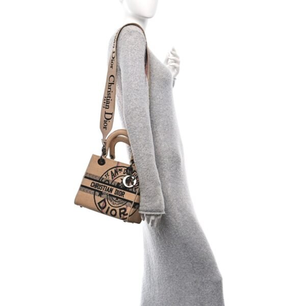 Canvas Jute Embroidered Medium Lady D-Lite Beige Multicolor