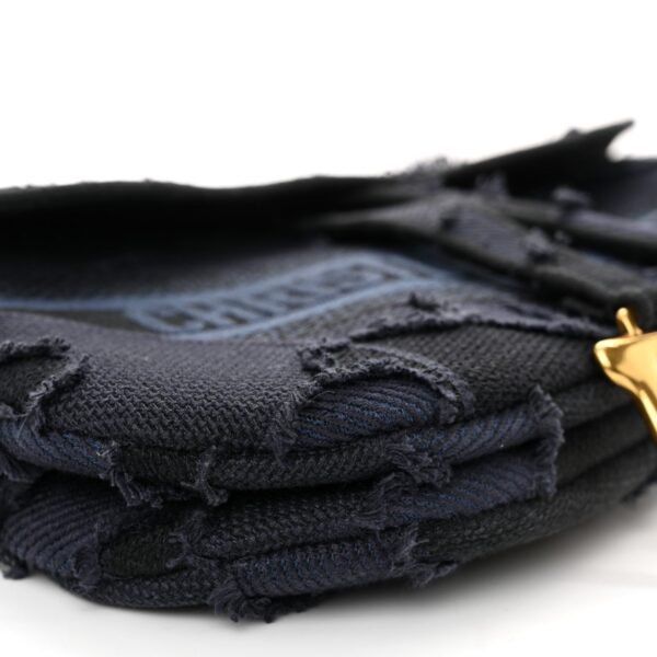 Canvas Embroidered Camouflage Saddle Bag Blue