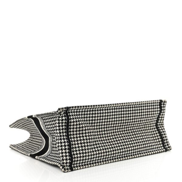 54d18aa057d0e1cbb6b0537ff597cc8e.jpg Canvas Houndstooth Embroidered Large Book Tote Black White