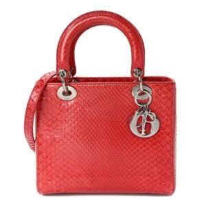 Snakeskin Medium Lady Dior Red