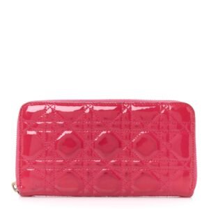 Patent Cannage Lady Dior Continental Wallet Pink