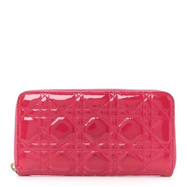 Patent Cannage Lady Dior Continental Wallet Pink