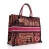 Canvas Embroidered Large Dior Animals Tiger Book Tote Deep Blue Fuchsia